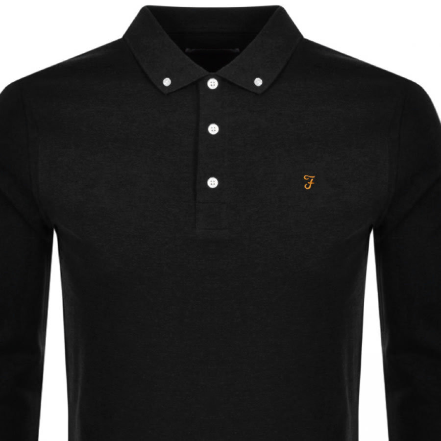 Alternative Image for ProductFarah Vintage Long Sleeved Polo T Shirt Black2